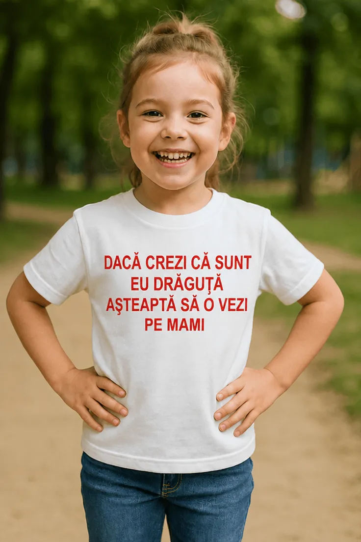 Tricou pentru copii Mami e și mai drăguță, cadou de zi de naștere pentru copil și mămică