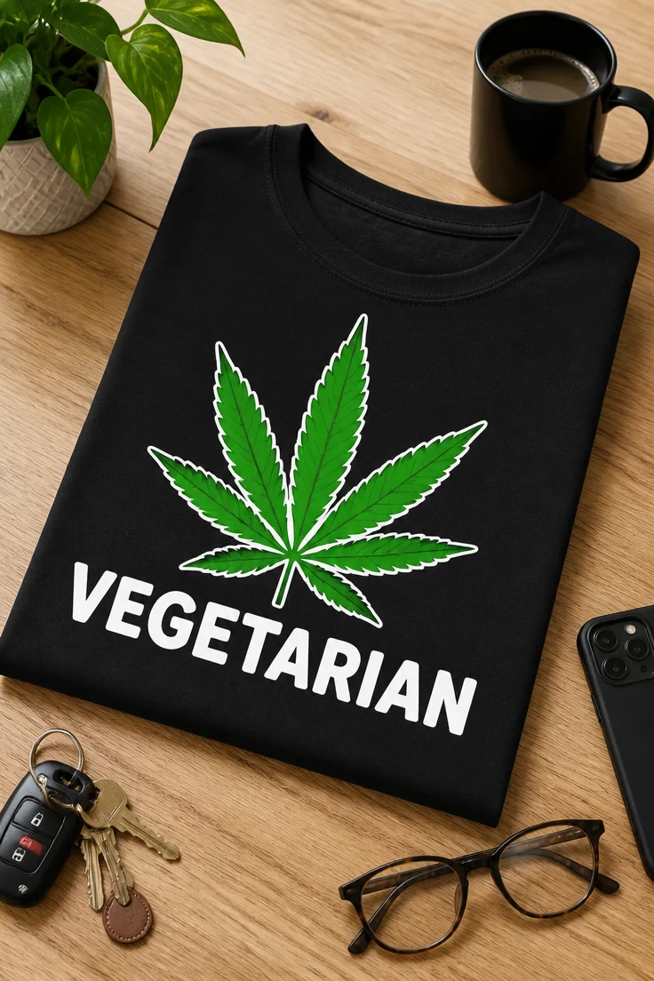Tricou pentru consumatorul de cannabis – Vegetarian – tricou amuzant cu mesaj