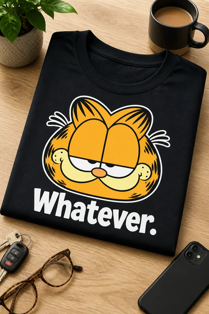 Tricou cu un motiv Garfield – Whatever. – tricou amuzant cu mesaj