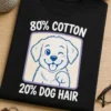 Tricou pentru stăpânul de câine – 80% Cotton 20% Dog Hair – tricou amuzant cu mesaj