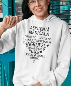 Bluză amuzantă Personal medical cu inimă cu mesaj pentru asistentă medicală