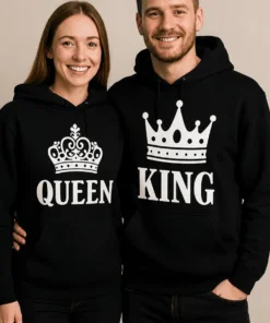 Bluză amuzantă set king queen cu imprimeu QUEEN KING