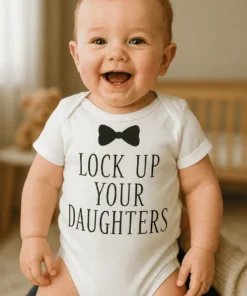 Body bebeluș Ascundeți fiicele cu mesajul LOCK UP YOUR DAUGHTERS