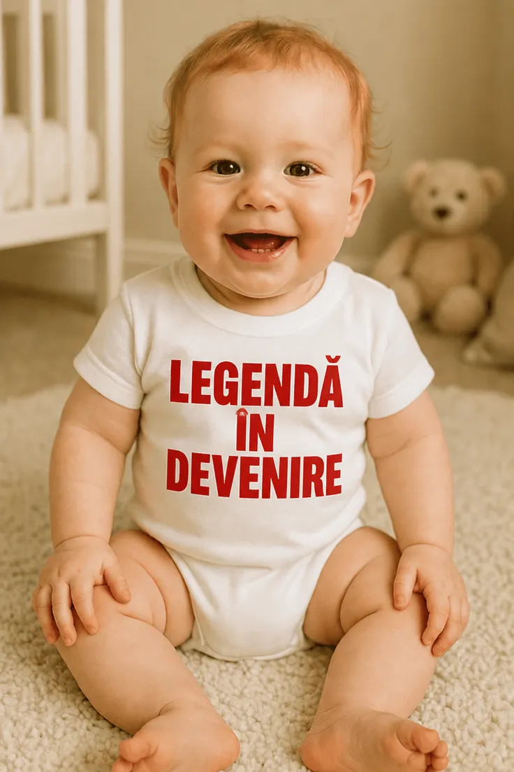 Body bebeluș Legendă în devenire cu mesajul LEGENDĂ ÎN DEVENIRE