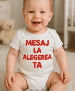 Body bebeluș Text la alegere cu mesajul MESAJ LA ALEGEREA TA imprimat frontal