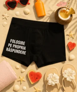 Boxeri amuzanți Folosire pe propria răspundere cu mesajul FOLOSIRE PE PROPRIA RĂSPUNDERE