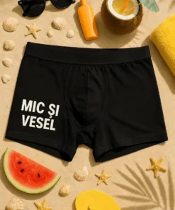 Boxeri amuzanți Mic și vesel cu mesajul MIC ȘI VESEL