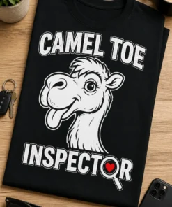 Tricou cu un motiv amuzant – Camel Toe inspector – tricou amuzant cu mesaj