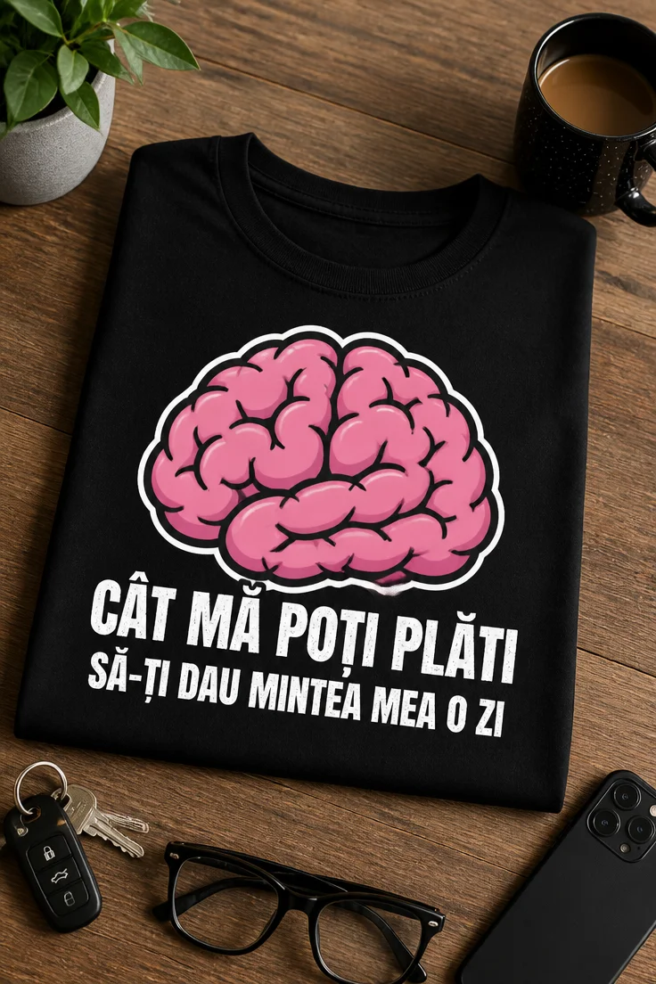 Tricou cu un motiv scurt – Cât Mă Poți Plăti să-ți Dau Mintea Mea O Zi – tricou amuzant cu mesaj