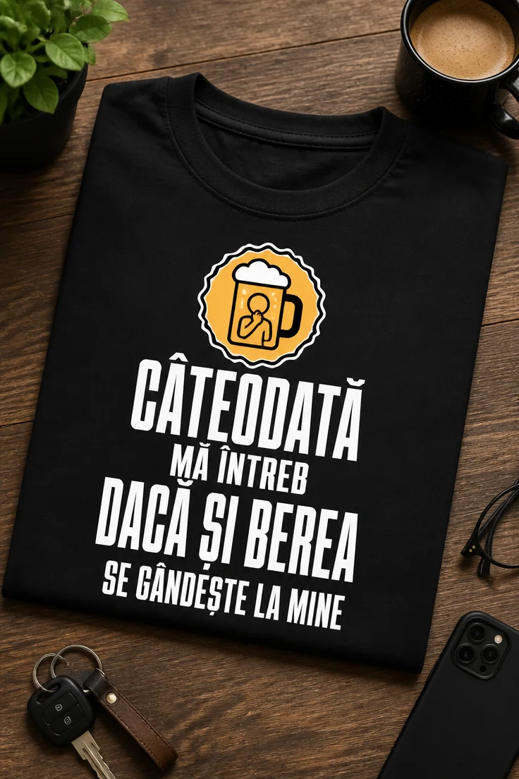 Tricou pentru iubitorului de bere – Câteodată mă Întreb dacă Și Berea se Gândește La Mine – tricou amuzant cu mesaj