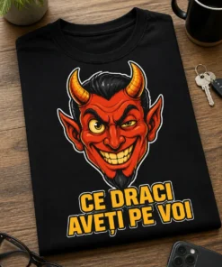 Tricou cu un motiv amuzant – Ce Draci aveți Pe Voi – tricou amuzant cu mesaj