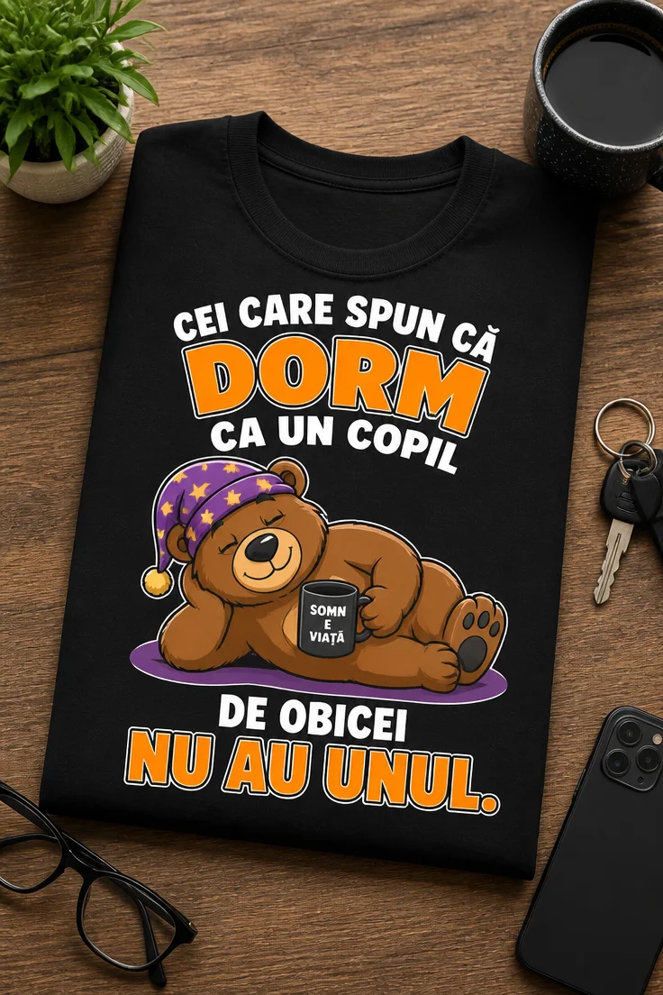 Tricou pentru părinților obosiți – Cei Care Spun Că dorm ca Un Copil de Obicei nu Au Unul. – tricou amuzant cu mesaj