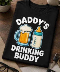Tricou pentru bebelușul tăticului – Daddy’s drinking buddy – tricou amuzant cu mesaj