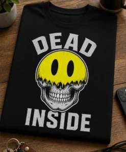 Tricou cu un motiv dark humor – Dead inside – tricou amuzant cu mesaj