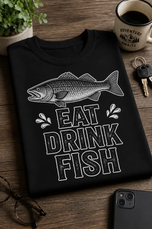 Tricou pentru pescar – Eat drink fish – tricou amuzant cu mesaj