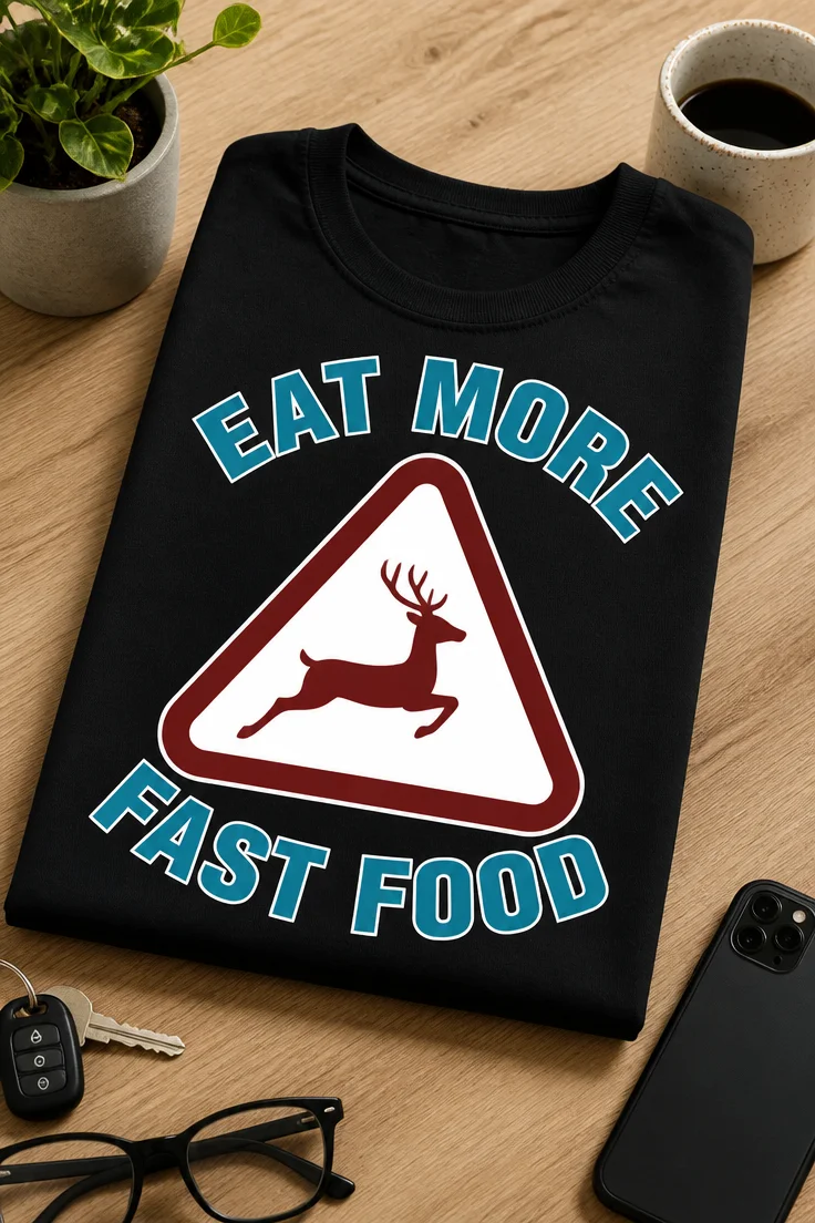 Tricou pentru amatorului de fast food – Eat More fast Food – tricou amuzant cu mesaj