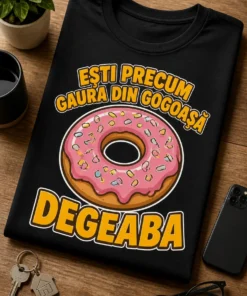 Tricou cu un motiv amuzant – Ești Precum gaura Din Gogoașă degeaba – tricou amuzant cu mesaj