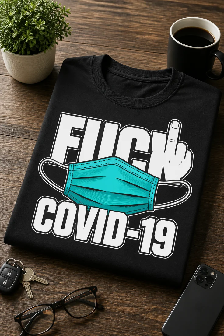 Tricou cu un motiv anti Covid – Fuck covid-19 – tricou amuzant cu mesaj