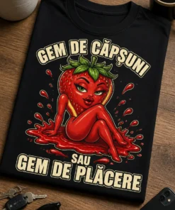 Tricou cu un motiv dulce obraznic – Gem De Căpșuni sau gem De Plăcere – tricou amuzant cu mesaj