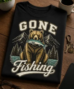 Tricou pentru pescar – GONE Fishing – tricou amuzant cu mesaj