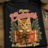 Tricou pentru iubitorii de pisici – Happy Catmas to Meows and You – tricou amuzant cu mesaj
