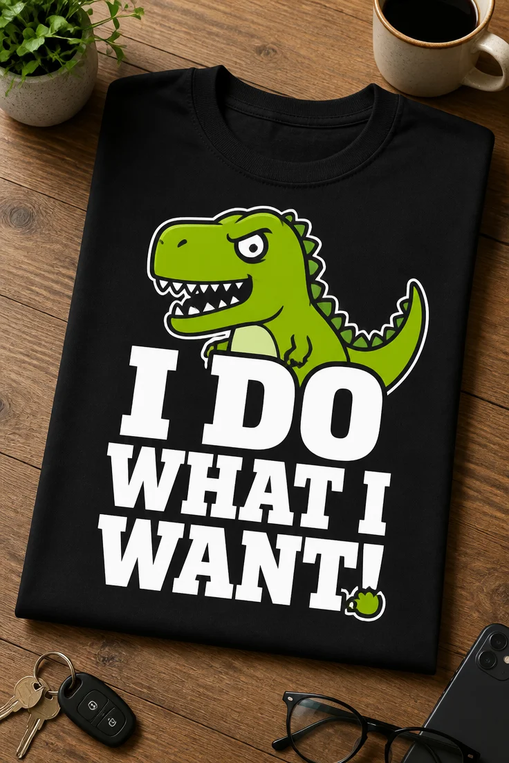 Tricou cu un motiv dinozaur amuzant – I Do what I want! – tricou amuzant cu mesaj