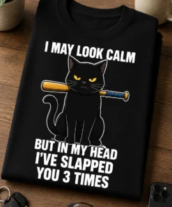 Tricou cu un motiv scurt – I May Look Calm but In My Head i’ve Slapped you 3 Times – tricou amuzant cu mesaj