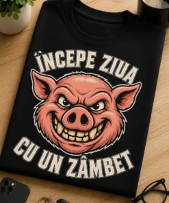 Tricou cu un motiv zâmbet – Începe Ziua cu Un Zâmbet – tricou amuzant cu mesaj