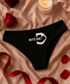 Lenjerie damă Bite me, cadou zi de naștere pentru femei cu umor îndrăzneț