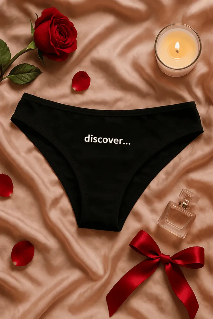 Lenjerie damă Discover cu mesajul discover.... imprimat pe design