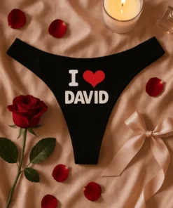 Lenjerie damă I love cu nume personalizat, cadou de zi de naștere pentru ea