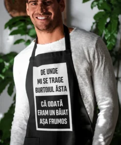 Șorț amuzant Burtoi de băiat frumos cu mesaj comic pentru cadou