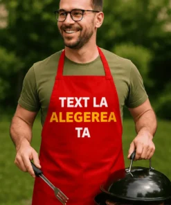 Șorț amuzant cu text personalizat, cu mesajul TEXT LA ALEGEREA TA, ideal pentru cadou haios