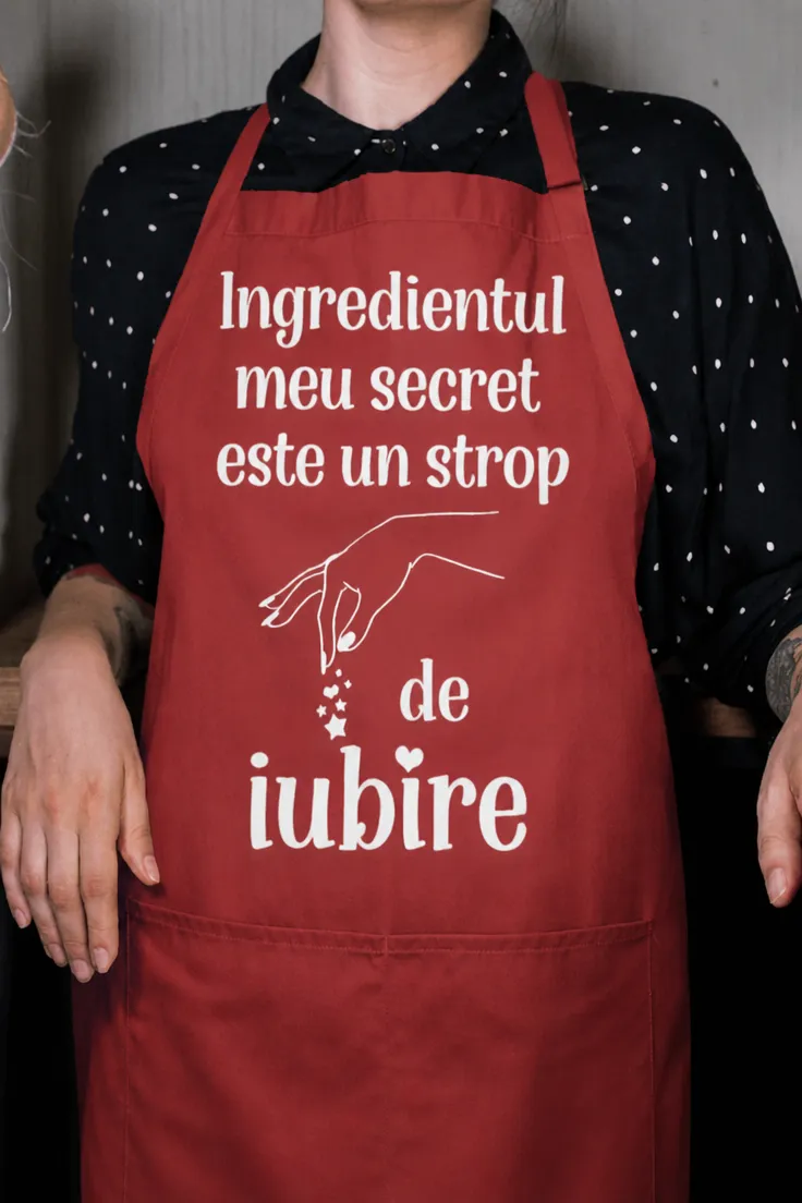 Șorț amuzant Ingredient secret cu iubire, cadou haios pentru pasionații de gătit