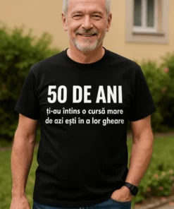 Tricou amuzant 50 de ani capcană cu mesaj haios de aniversare
