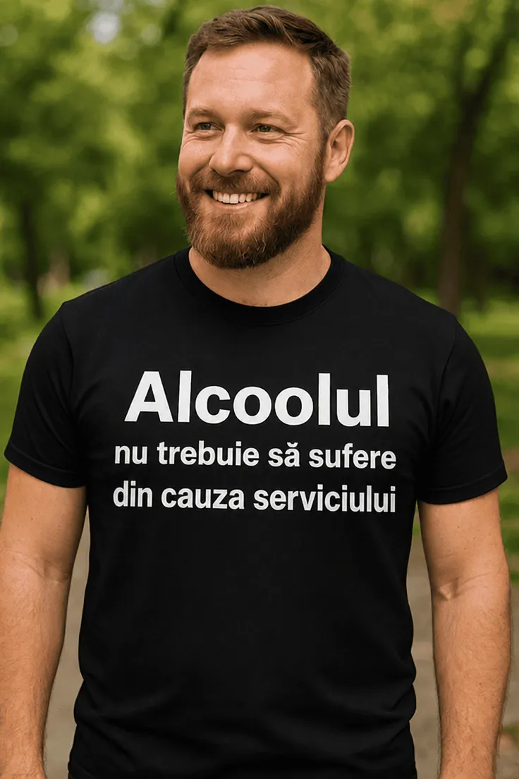 Tricou amuzant Alcoolul nu suferă de job cu mesaj comic pentru cadou