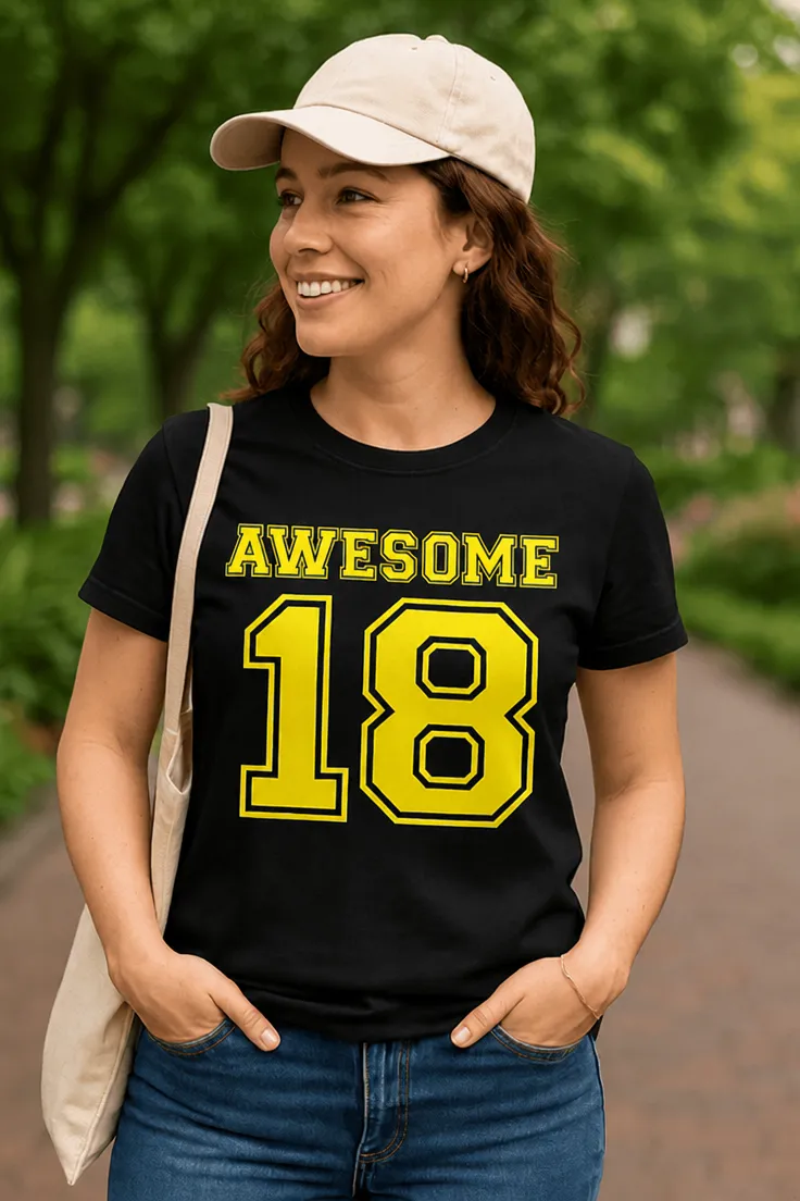 Tricou amuzant Awesome 18 cu design imprimat AWESOME 18
