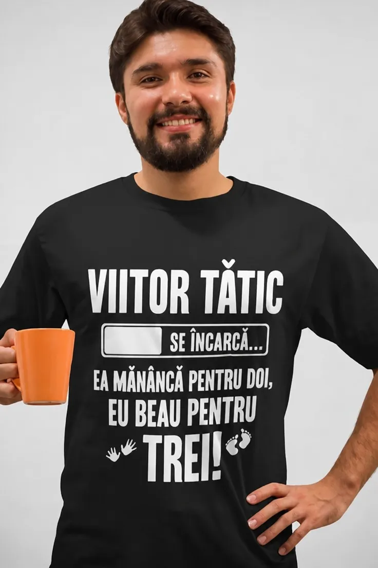 Tricou amuzant Beau pentru trei cu mesaj pentru viitor tătic