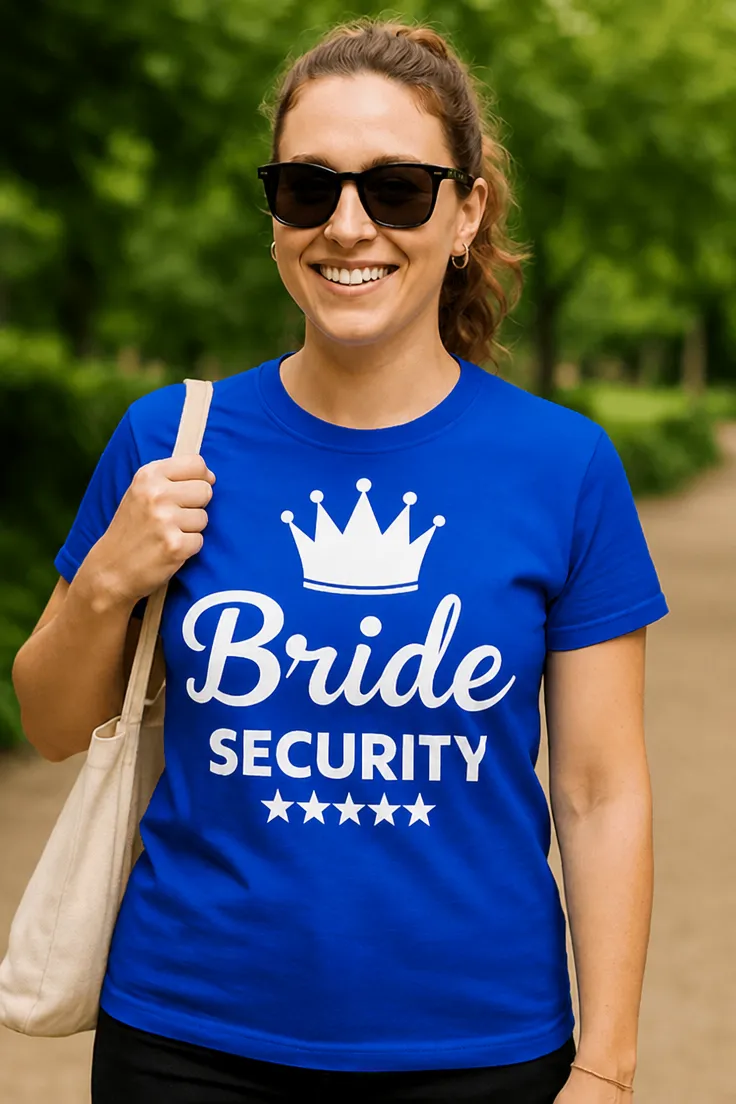 Tricou amuzant Bride security cu textul Bride SECURITY