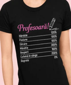 Tricou amuzant cadru didactic energic cu mesaj pentru profesoară și grafică veselă
