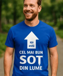 Tricou amuzant Cel mai bun soț cu mesaj tipărit pentru cadou