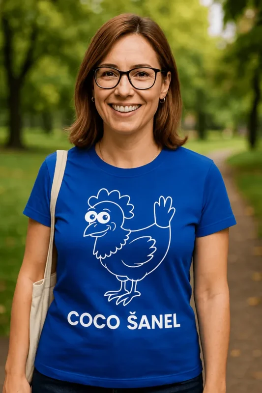 Tricou amuzant Coco Șanel cu mesajul COCO ȘANEL
