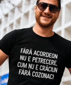 Tricou amuzant Fără acordeon și cozonac cu mesaj festiv și hazliu