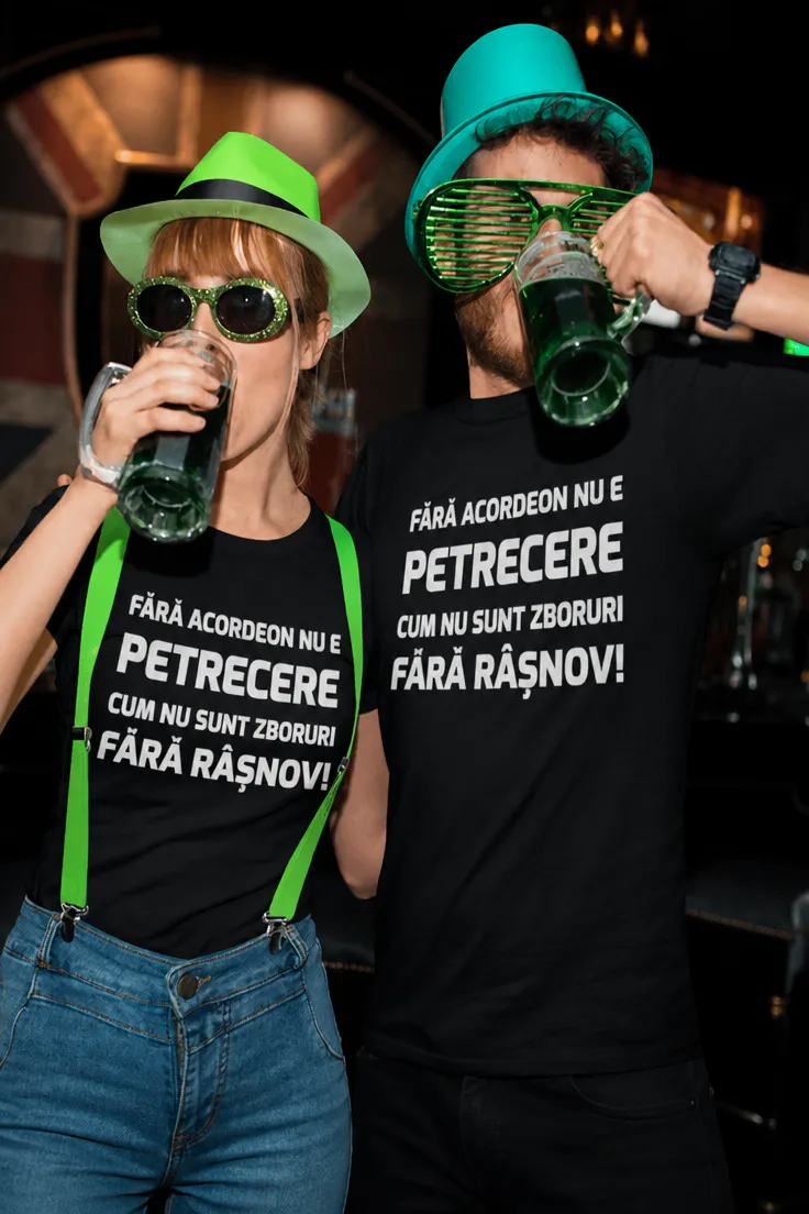 Tricou amuzant Fără acordeon nu e petrecere cu mesaj muzical hazliu pentru petreceri și cadouri