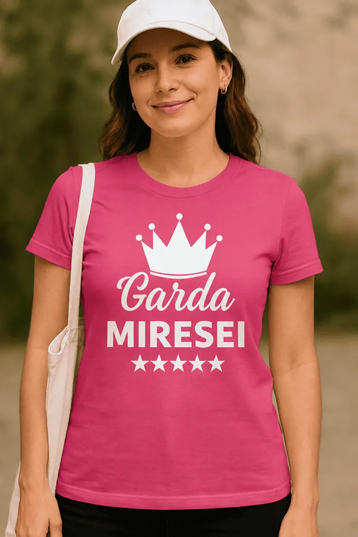 Tricou amuzant Garda miresei cu imprimeu Garda MIRESEI, ideal pentru petrecerea burlăcițelor
