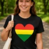 Tricou amuzant inimă rasta cu design colorat, inspirație reggae