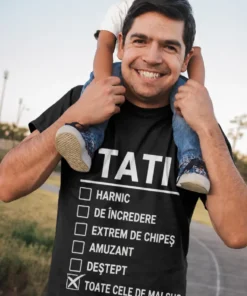 Tricou amuzant listă tati perfect cu mesaj pentru cadou de tată