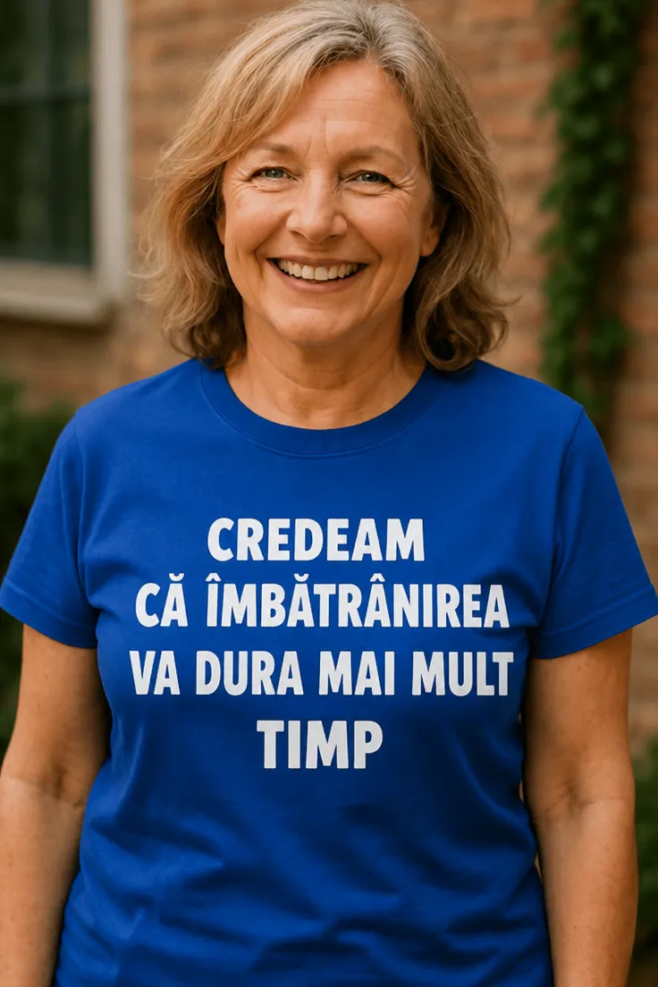Tricou amuzant Îmbătrânirea durează mai mult cu mesaj comic pentru cadou