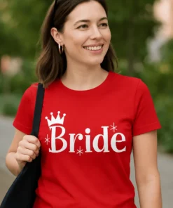 Tricou amuzant Mireasă cu coroană cu design Bride