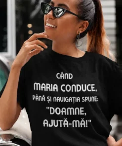 Tricou amuzant Navigația vorbește cu nume personalizat cu mesaj haios pentru șoferi